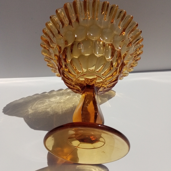 Vintage amber colored glass candy dish - Picture 2 of 6